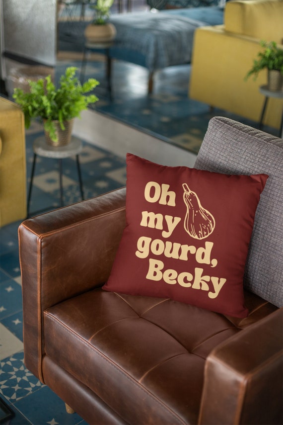 Oh My Gourd Becky, Funny Fall Pillows, Autumn Pillows, Thanksgiving Pillow, Cute Fall Pillows, Autumn Throw Pillow, Maroon Pillow, Home Gift