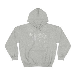 Wildflower Hoodie, Flower Hoodie, Nature Hoodie, Cottagecore Clothing, Floral Hoodie, Botanical Hoodie, Spring Hooded Sweatshirt, Boho Gift Sport Grey