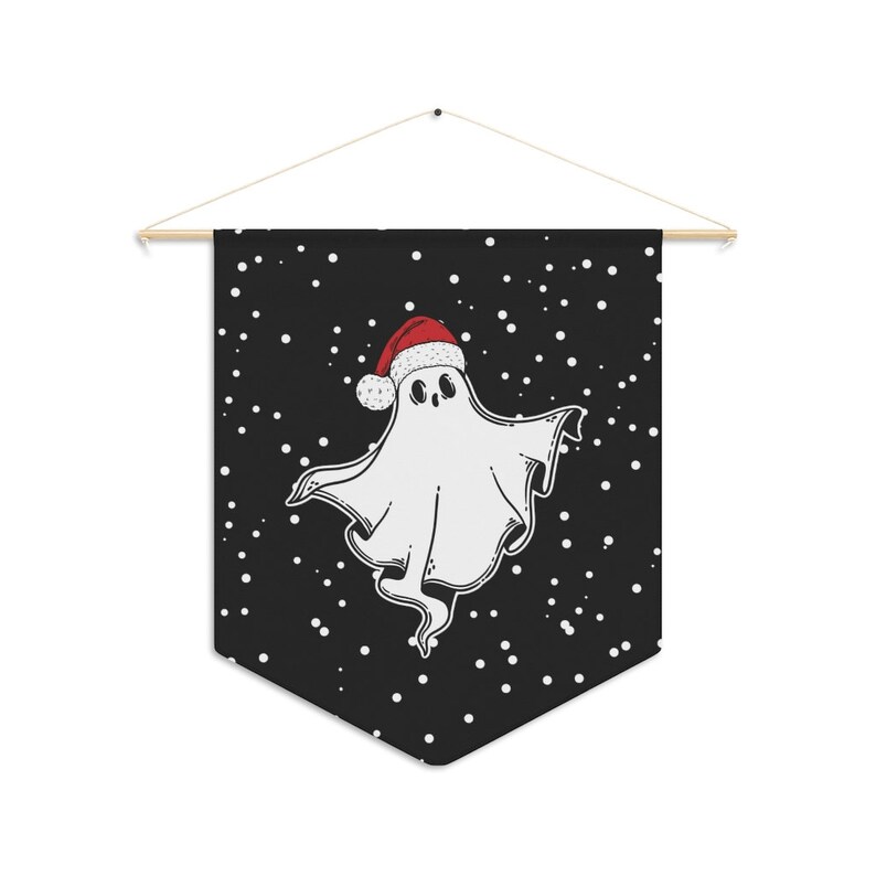 Christmas Ghost, Ghost Wall Decor, Spooky Christmas, Creepmas Pennant, Dark Christmas Wall Hanging, Yule Banner, Goth Christmas Decor immagine 2