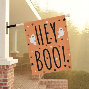 Hey Boo Garden Flag, Ghost Garden Flag, Halloween House Banner, Fall Yard Flag, Creepy Cute Garden Flag, Spooky Garden Decor, Pastel Goth 24.5'' × 32''