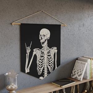 Skeleton Wall Hanging, Halloween Pennant, Skeletons Wall Decor, Goth Home Decor, Gothic Wall Hanging, Spooky Season Decor, Dark Aesthetic