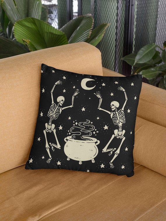 Dancing Skeletons Pillow, Halloween Pillow, Mystic Gifts, Mystical