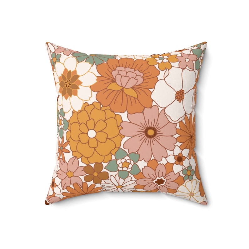Groovy Pillow, Flower Pillow Case, Aesthetic Room Decor, 70s Pillow, Floral Pillow Cover, Hippie Pillows, Pretty Throw Pillow, Retro Pillows 画像 4