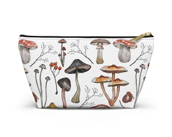 Mushroom Bag, Cottagecore Bag, Hippie Pencil Case, Mushroom Gifts, Fungi Accessory Pouch, Woodland Makeup Bag, Nature Cosmetic Bag