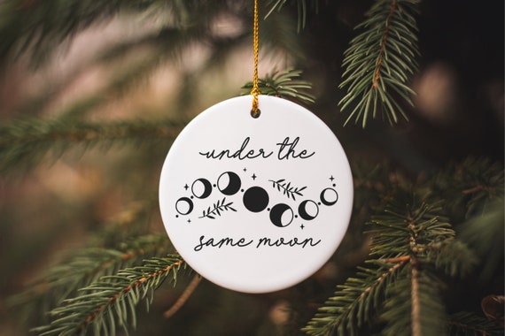 Under The Same Moon Ornament, Moon Ornament, Long Distance Ornament, Witchy Ornament, Far Away Friend Gift, Witch Christmas Ornament
