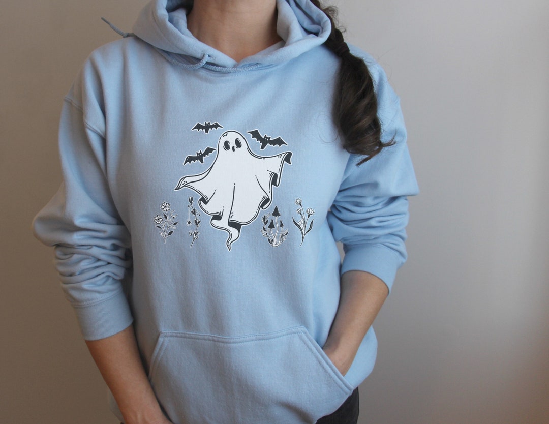 Floral Ghost Hoodie, Pastel Goth Hoodie, Cottagecore Ghost, Cute