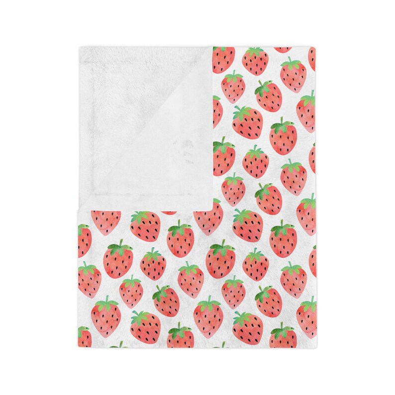 Strawberry Blanket, Strawberries Blanket, Cottagecore Blanket, Summer Throw Blanket, Strawberry Lover Gift, Fruit Home Decor, Berries Throw image 5