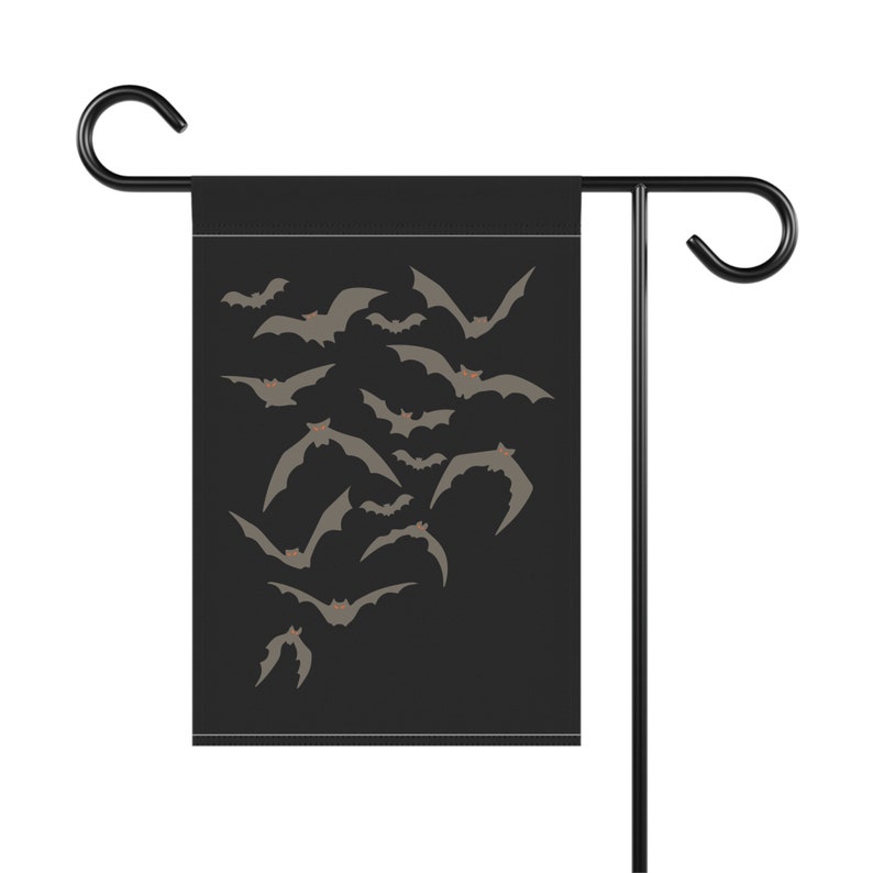 Bandera de jardín con murciélagos, bandera de jardín de Halloween, bandera de jardín de otoño, bandera de jardín espeluznante, bandera de jardín otoñal, bandera de jardín con murciélagos, decoración de porche con estética oscura imagen 7