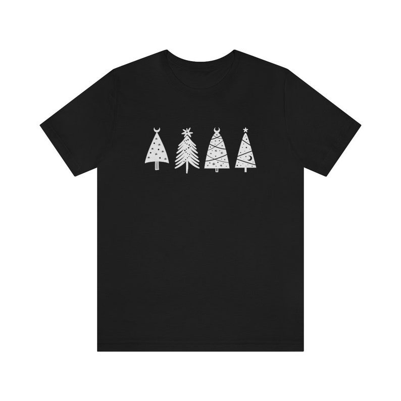 Yule Shirt, Witchy Christmas Shirt, Christmas Tree Shirt, Celestial Christmas Shirt, Minimalist Christmas Shirt, Winter Season Tee, Holidays Black