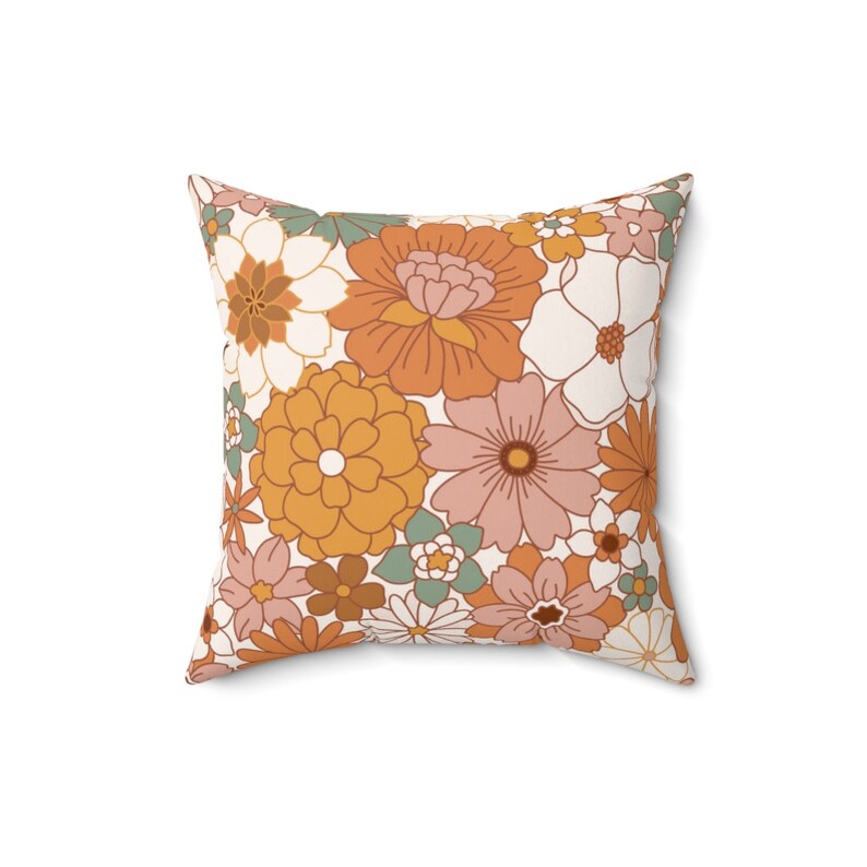 Groovy Pillow, Flower Pillow Case, Aesthetic Room Decor, 70s Pillow, Floral Pillow Cover, Hippie Pillows, Pretty Throw Pillow, Retro Pillows 画像 3