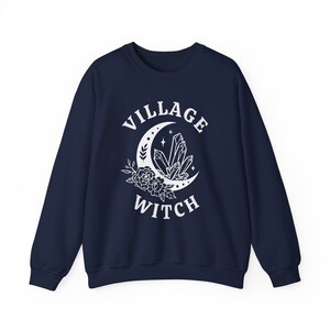 Village Witch Sweatshirt, Witchy Sweatshirt, Fall Sweatshirt, Halloween Sweatshirt, Coven Gifts, Salem Sweatshirt, Witchcore Clothing Navy