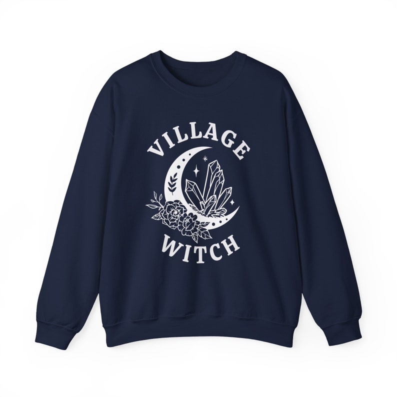 Village Witch Sweatshirt, Witchy Sweatshirt, Fall Sweatshirt, Halloween Sweatshirt, Coven Gifts, Salem Sweatshirt, Witchcore Clothing Navy