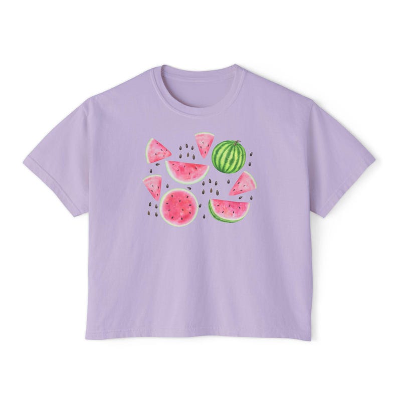 Watermelon Crop Top, Summer Boxy Top, Fruit Boxy Crop, Picnic Crop Top, Farmer's Market Crop Top, Watermelon Festival Crop, Summertime Shirt Orchid