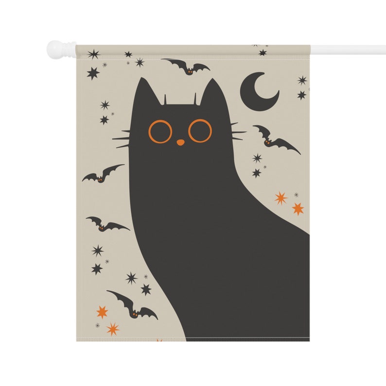 Black Cat Garden Flag, Halloween Garden Flag, Fall Garden Flag, Spooky Garden Flag, Autumn Garden Flag, Bat Yard Flag, Creepy Cute Decor image 6