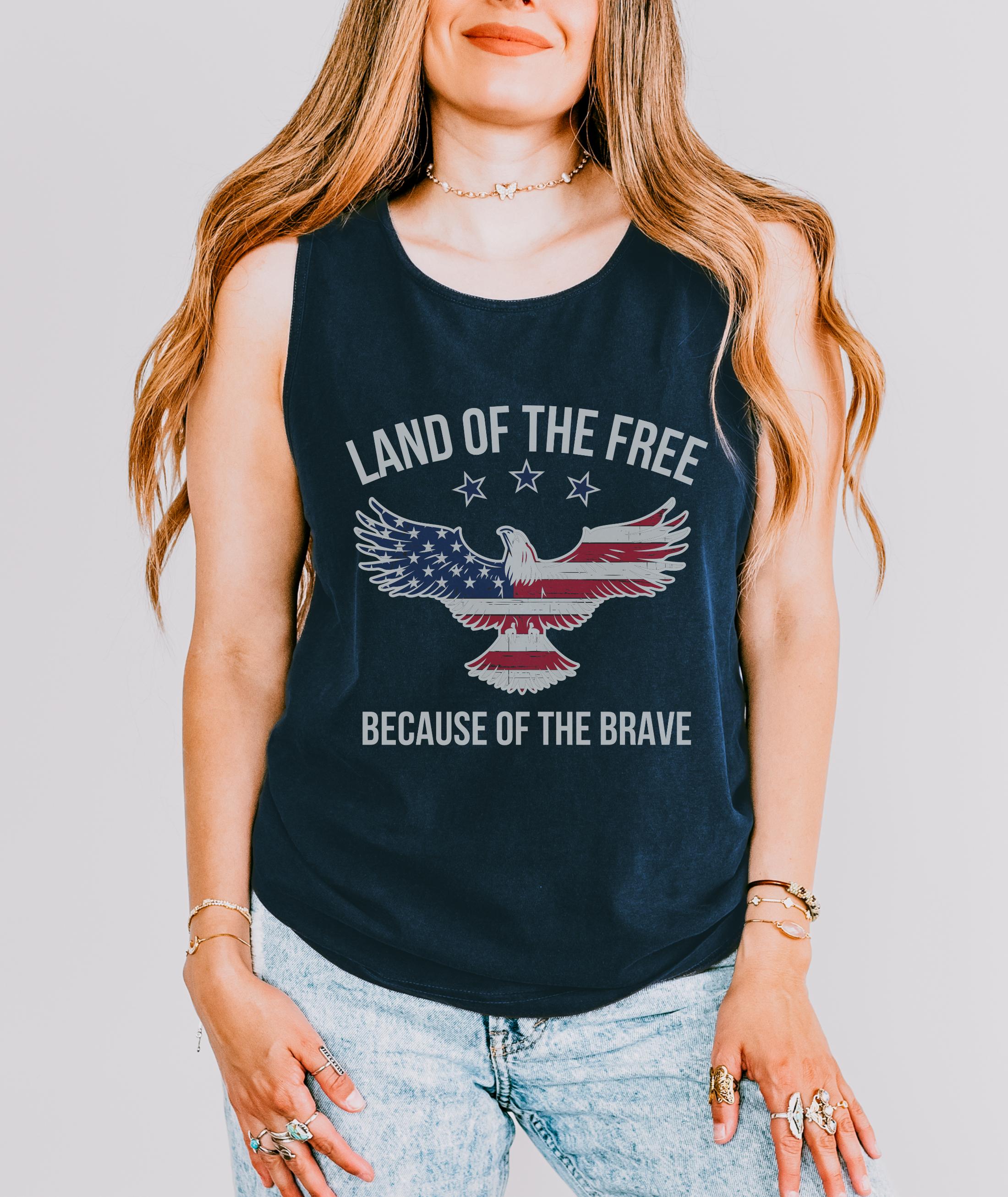 Land of the Free Because of the Brave Tank Top, Comfort Colors