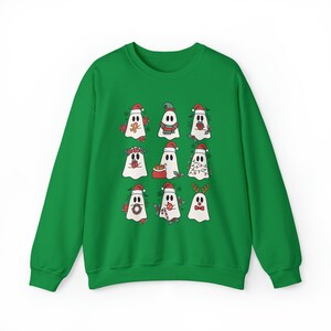 Christmas Ghost Sweatshirt, Spooky Christmas Sweatshirt, Goth Christmas Crewneck, Yule Clothing, Creepmas Crewnecks, Creepy Christmas Irish Green
