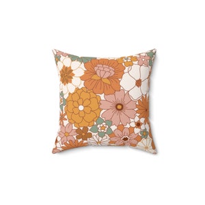 Groovy Pillow, Flower Pillow Case, Aesthetic Room Decor, 70s Pillow, Floral Pillow Cover, Hippie Pillows, Pretty Throw Pillow, Retro Pillows 画像 2