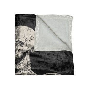 Skeleton Blanket, Halloween Blanket, Witchy Blanket, Retro Halloween Decor, Fall Throw Blanket, Spooky Decor, Skeletons Room, Goth Throw image 4