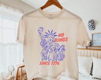 No Kings Since 1776 Crop Top, Resist Crop Top, Resistance Boxy Shirt, Rejecting Kings Boxy Tee, Liberal Crop Top, Leftist Crop Top, Protest