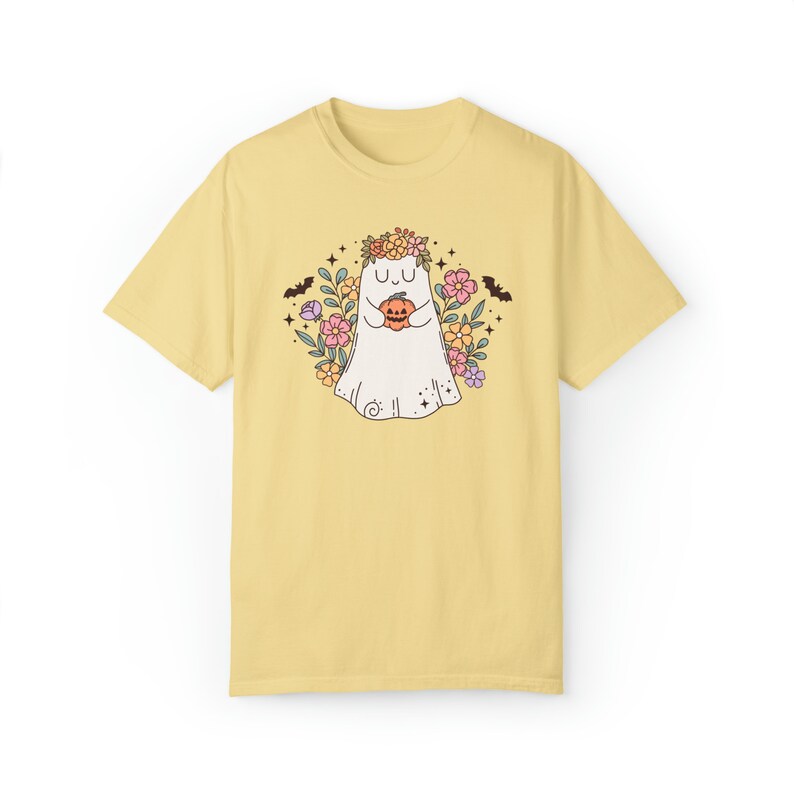 Comfort Colors® Shirt, Comfort Colors Ghost Tee, Cottagecore Ghost Clothing, Floral Ghost Shirt, Halloween Merch, Fall Apparel, Flower Ghost Butter