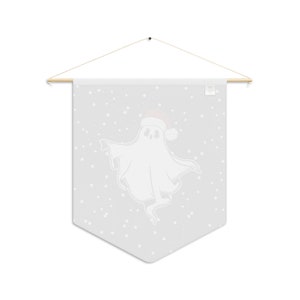 Christmas Ghost, Ghost Wall Decor, Spooky Christmas, Creepmas Pennant, Dark Christmas Wall Hanging, Yule Banner, Goth Christmas Decor immagine 3