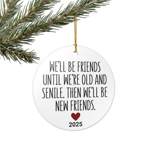 We'll Be Friends Until We're Old And Senile Then We'll Be New Friends Ornament, Friendship Ornament, Funny Friend Ornament, Besties Ornament image 7
