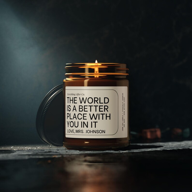 El mundo es un lugar mejor contigo en él, velas personalizadas, velas para la salud mental, regalo para animarte, velas para la ansiedad, velas personalizadas imagen 4