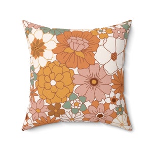 Groovy Pillow, Flower Pillow Case, Aesthetic Room Decor, 70s Pillow, Floral Pillow Cover, Hippie Pillows, Pretty Throw Pillow, Retro Pillows 画像 5
