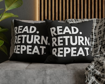 Read Return Repeat Pillow, Reading Pillow, Bookish Home Decor, Book Pillow, Reading Nook Pillow, Librarian Gifts, Library Decor, Read Pillow