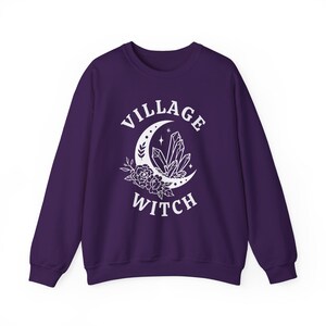 Village Witch Sweatshirt, Witchy Sweatshirt, Fall Sweatshirt, Halloween Sweatshirt, Coven Gifts, Salem Sweatshirt, Witchcore Clothing Purple