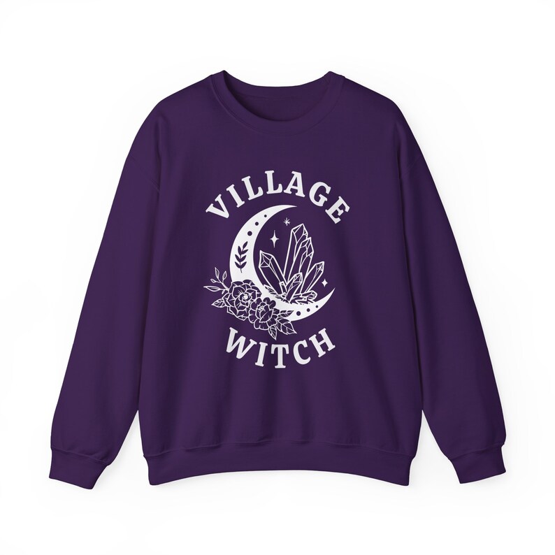 Village Witch Sweatshirt, Witchy Sweatshirt, Fall Sweatshirt, Halloween Sweatshirt, Coven Gifts, Salem Sweatshirt, Witchcore Clothing Purple