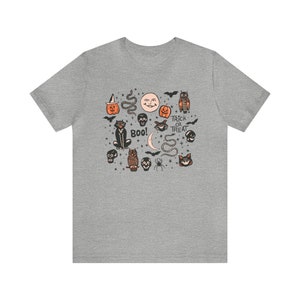 Halloween Doodle Shirt, Retro Halloween Shirt, Witchy Shirt, Fall Clothes, Witch Aesthetic Clothing, Halloween Vintage Shirt, Autumn Apparel Athletic Heather