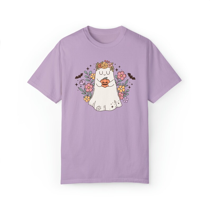 Comfort Colors® Shirt, Comfort Colors Ghost Tee, Cottagecore Ghost Clothing, Floral Ghost Shirt, Halloween Merch, Fall Apparel, Flower Ghost Orchid