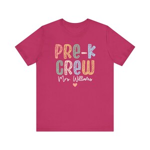 Personalized Pre-K Teacher Shirt, Custom Preschool Teacher Shirt, Prek Teacher Shirt, Pre-K Team Shirts, Pre K Crew T-shirts, Chalk Shirt Berry