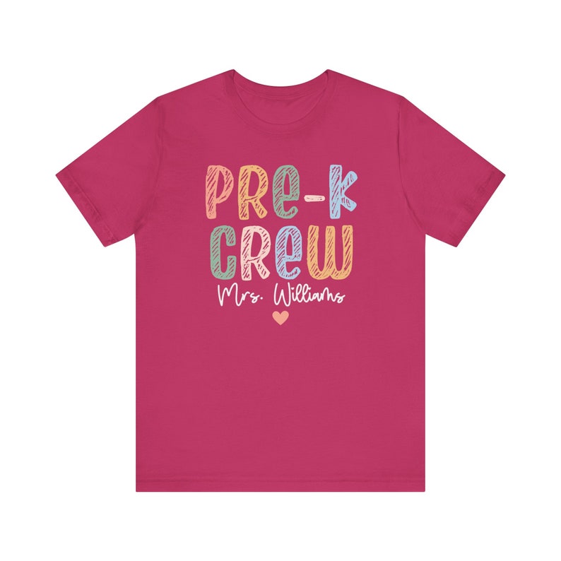 Personalized Pre-K Teacher Shirt, Custom Preschool Teacher Shirt, Prek Teacher Shirt, Pre-K Team Shirts, Pre K Crew T-shirts, Chalk Shirt Berry
