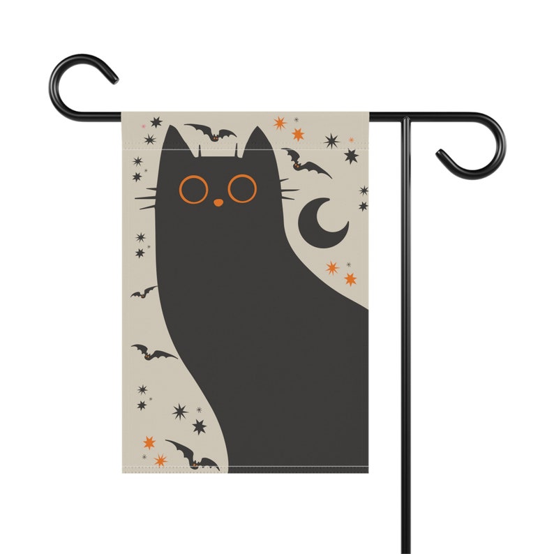 Black Cat Garden Flag, Halloween Garden Flag, Fall Garden Flag, Spooky Garden Flag, Autumn Garden Flag, Bat Yard Flag, Creepy Cute Decor image 5