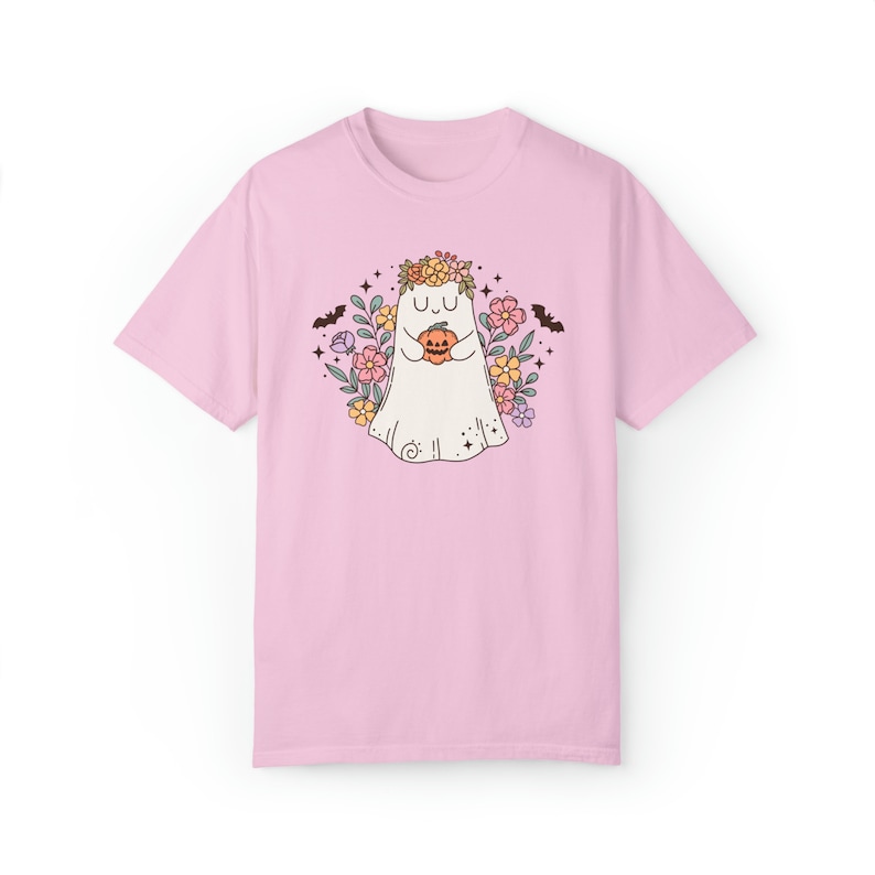 Comfort Colors® Shirt, Comfort Colors Ghost Tee, Cottagecore Ghost Clothing, Floral Ghost Shirt, Halloween Merch, Fall Apparel, Flower Ghost Blossom