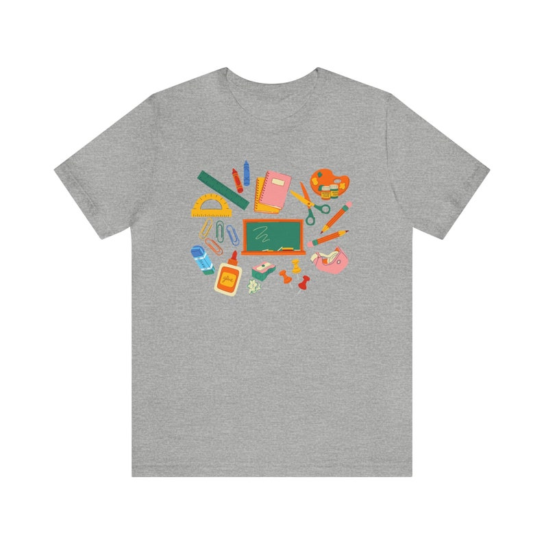 School Supplies Shirt, Teach Shirt, Teacher Aesthetic, Elementary School Shirt, Homeschool Mom Shirt, Teaching Clothing, Future Teacher Tees Athletic Heather