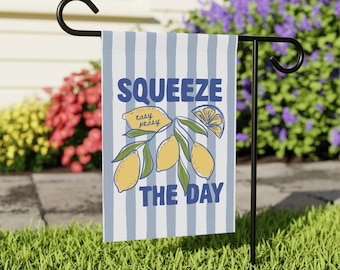 Squeeze The Day Garden Flag, Lemon Garden Flag, Spring Garden Flags, Fruit Garden Flag, Positive Garden Flag, Italian Summer Lemons Banner