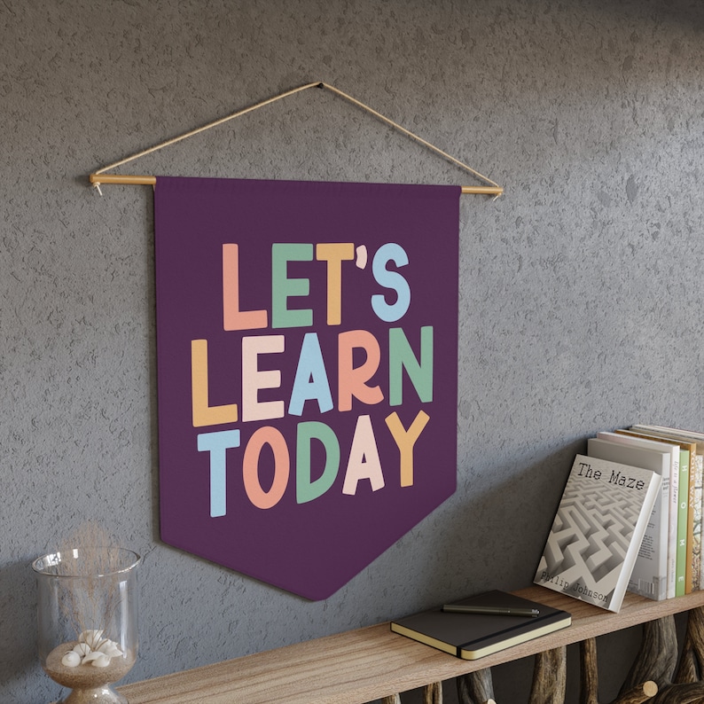 Let's Learn Today, Classroom Pennant, Classroom Decor, Back To School Gift For Teacher, Elementary Classroom Decorations, Homeschool Decor image 1