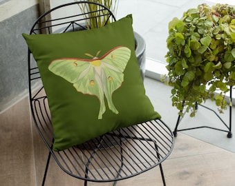 Luna Moth, Cottagecore Decor, Insect Pillow, Witchy Throw Pillow, Nature Aesthetic Decor, Moth Decor, Actias Luna, Cottage Pillows, Earthy
