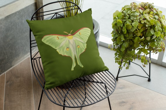 Luna Moth, Cottagecore Decor, Insect Pillow, Witchy Throw Pillow, Nature Aesthetic Decor, Moth Decor, Actias Luna, Cottage Pillows, Earthy