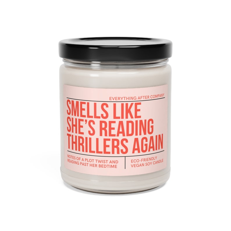 Smells Like She's Reading Thrillers Again, Thriller Reader Candle, Reading Candle, Bookish Gifts, Thriller Books Gift, True Crime Book Merch image 6