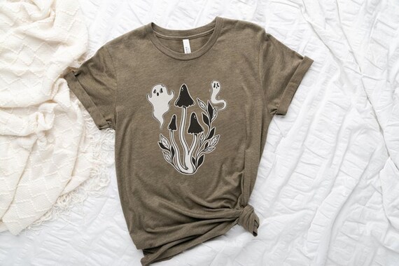 Mushroom Ghost, Hippie Halloween Shirt, Cottagecore Halloween Shirt, Paranormal Shirt, Whimsical Shirt, Pastel Goth Clothing, Spooky Season