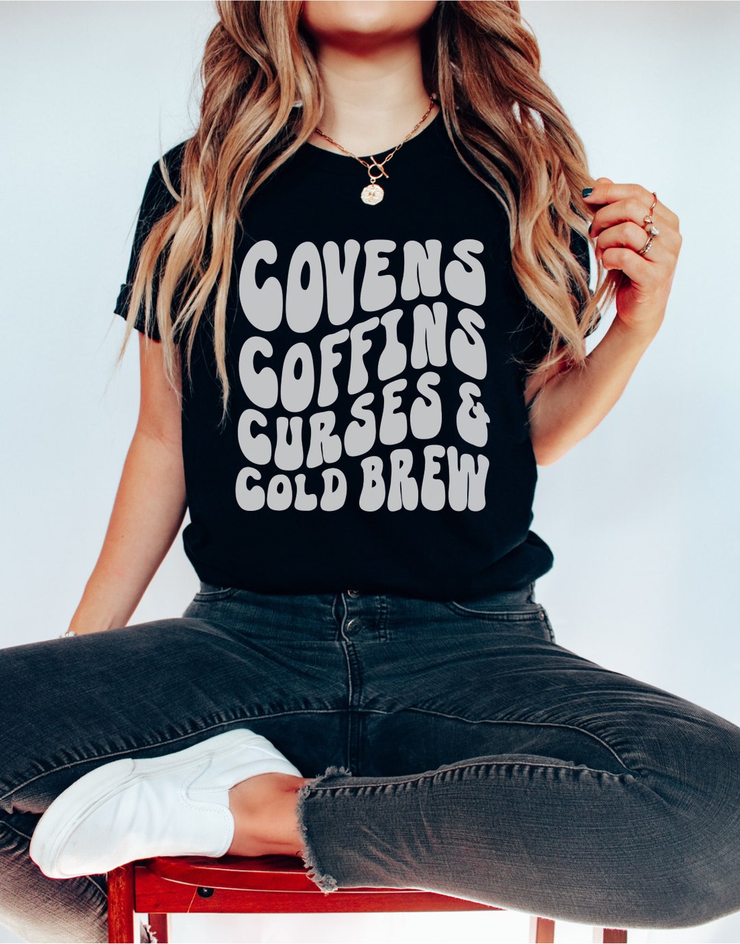 Covens Coffins Curses and Cold Brew Shirt, Halloween Coffee Shirt,