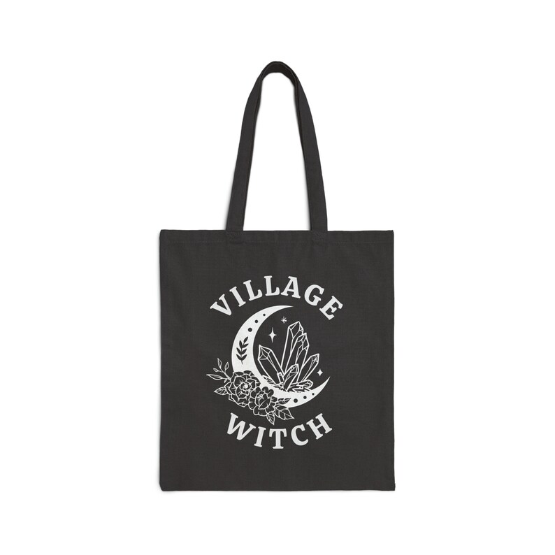 Village Witch Tote, Witchy Tote Bag, Coven Sisters Gift, Halloween Tote Bags, Moon Totes, Lunar Tote Bag, Celestial Tote Bag, Mystical Tote imagem 3