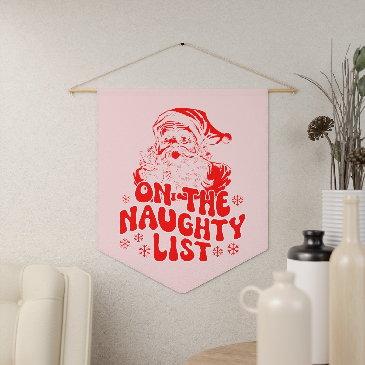 On the Naughty List Funny Christmas Decor Pink and Red Etsy