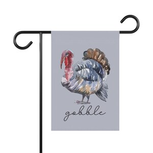 Gobble Flag, Thanksgiving Garden Flag, Watercolor Turkey Decor, Turkey Yard Flags, Fall Outdoor Decor, Autumn Banner, Thanksgiving Flags zdjęcie 6