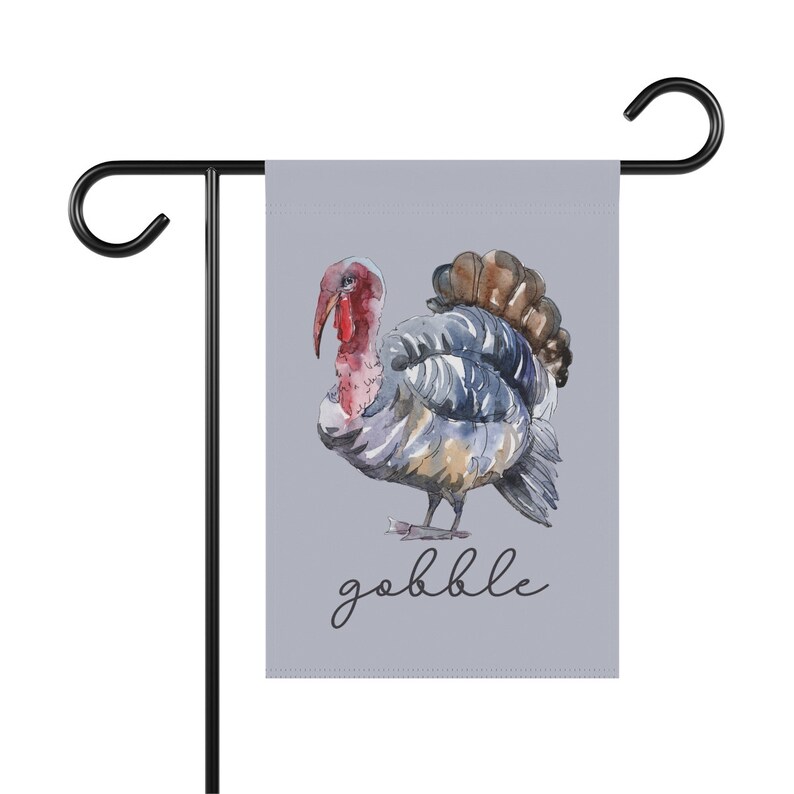 Gobble Flag, Thanksgiving Garden Flag, Watercolor Turkey Decor, Turkey Yard Flags, Fall Outdoor Decor, Autumn Banner, Thanksgiving Flags zdjęcie 6