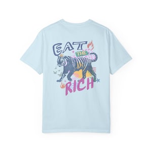 Eat The Rich Shirt, Anti Capitalism Shirt, Anti Billionaire Shirt, Anti Capitalist Tee, Tax The Rich Tiger Shirt, People Over Profit Tshirt Chambray